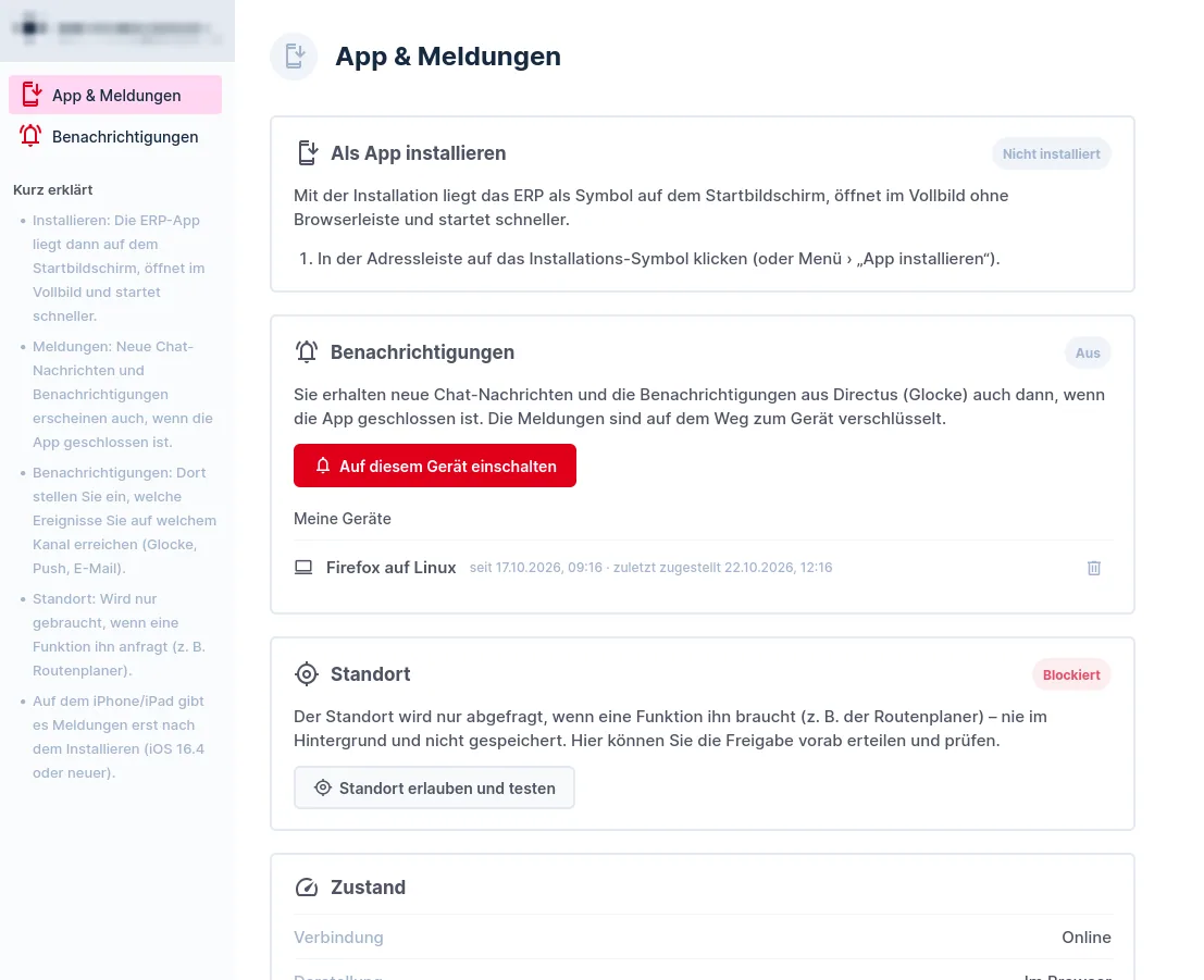 App & Meldungen