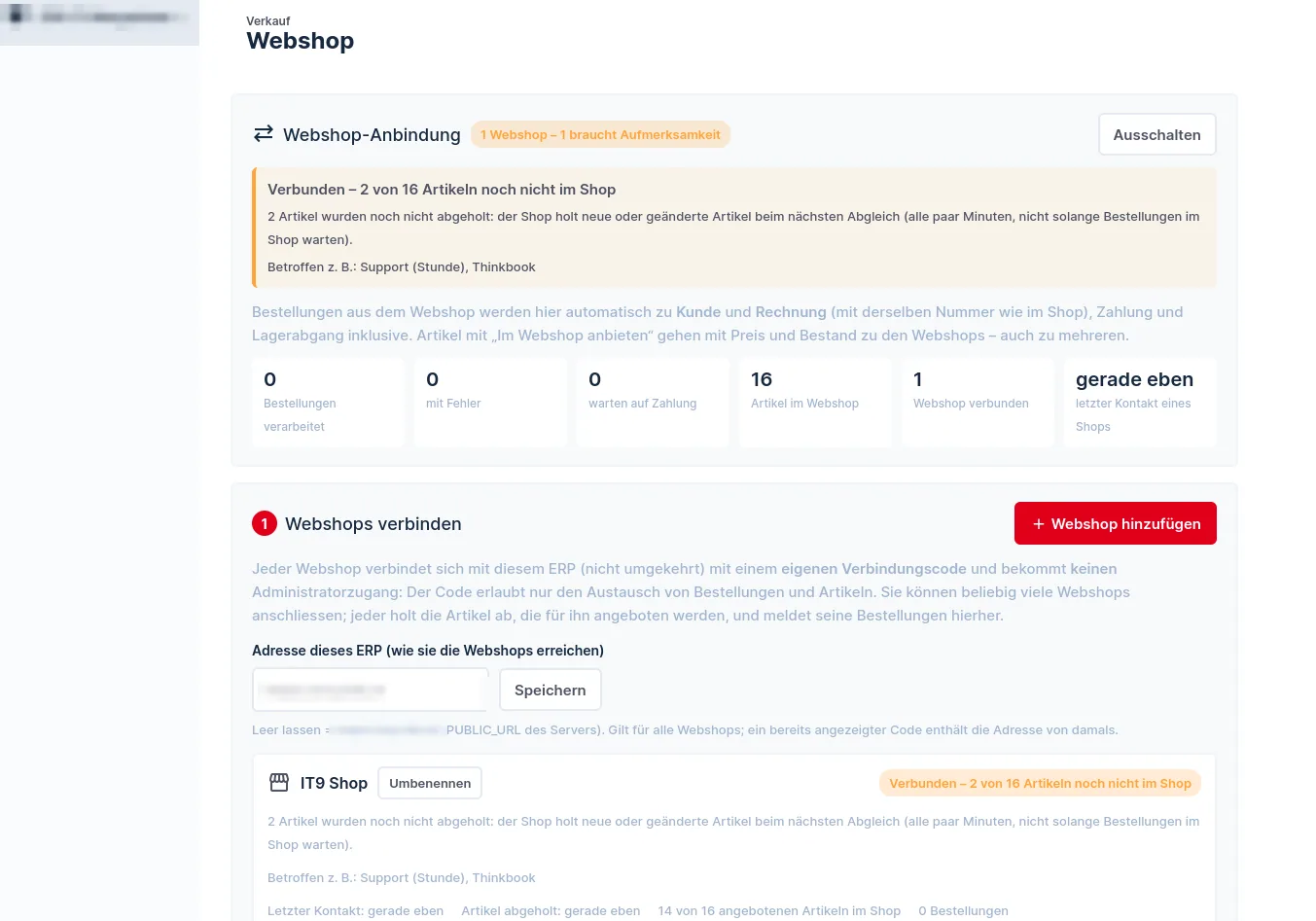 Webshop: Webshop-Anbindung